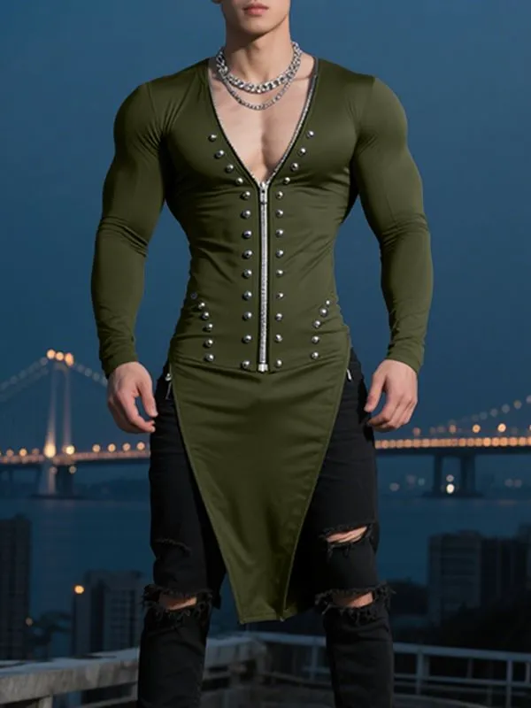 Men's Deconstructed Bead Patchwork Long Sleeve T Shirt SKUL31954 sold by Incerunmen product image thumbnail 2