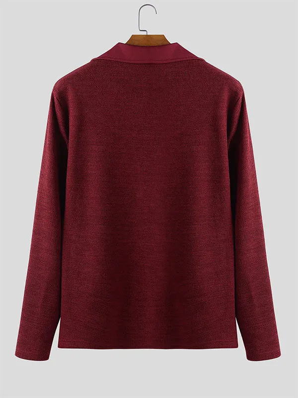 Men's Solid Color Knit Long Sleeve Sweater SKUL31942 sold by Incerunmen product image thumbnail 5