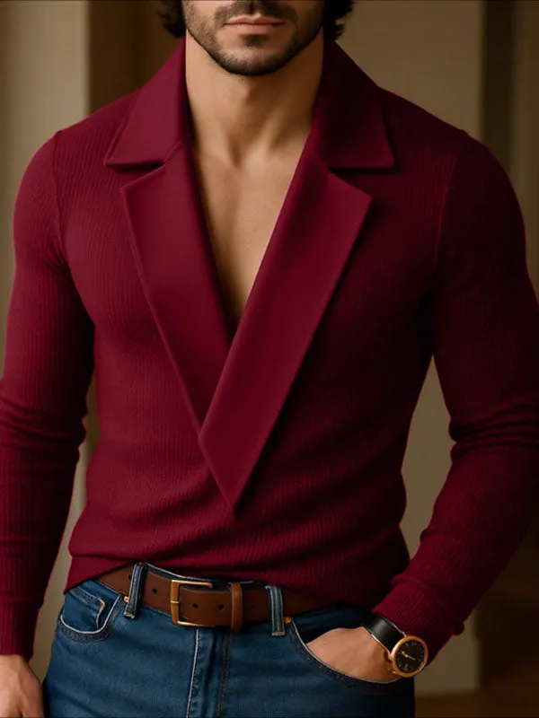 Men's Solid Color Knit Long Sleeve Sweater SKUL31942 sold by Incerunmen product image thumbnail 2