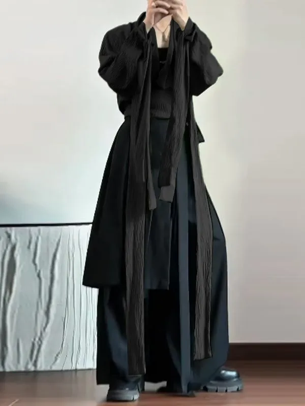 Men's Deconstructed Textured Ribbon Long Sleeve Shirt SKUL36630 sold by Incerunmen