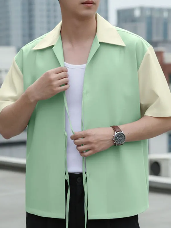 Men's Color Block Drawstring Patchwork Short Sleeve Shirt SKUL39357 sold by Incerunmen product image thumbnail 3