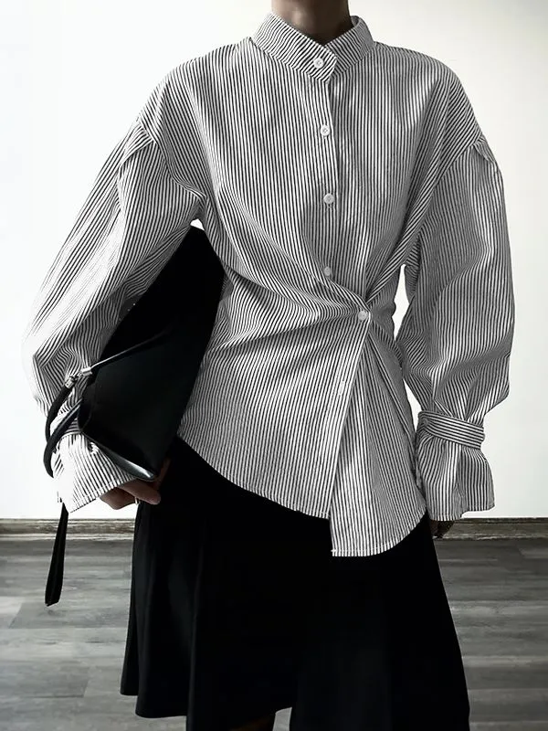 Men's Deconstructed Striped Long Sleeve Shirt SKUL35267 sold by Incerunmen