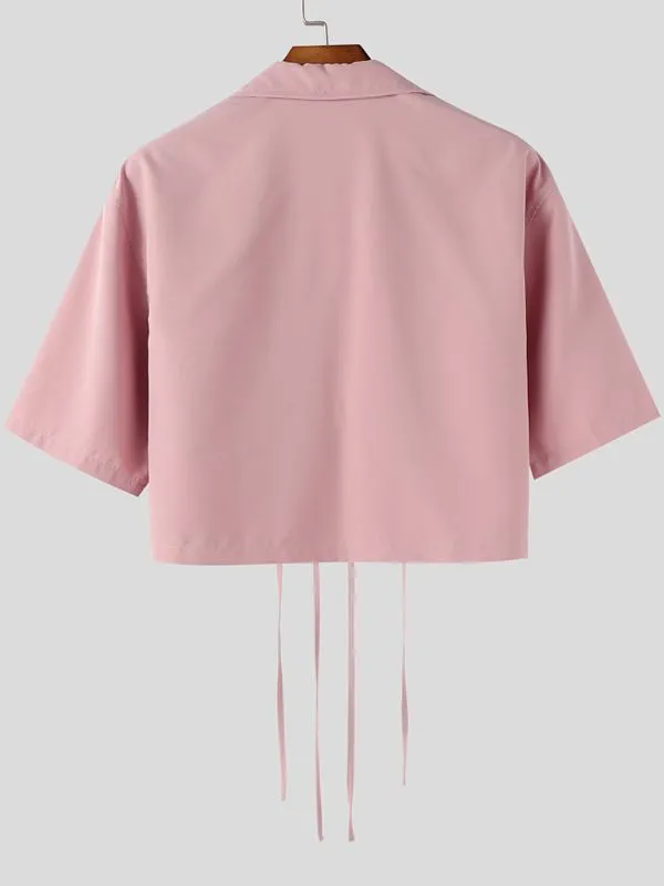 Men's Drawstring Patch Pocket Short Sleeve Shirt SKUL39361 sold by Incerunmen product image thumbnail 5