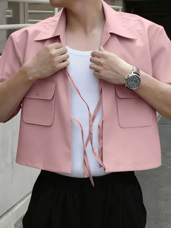 Men's Drawstring Patch Pocket Short Sleeve Shirt SKUL39361 sold by Incerunmen product image thumbnail 3