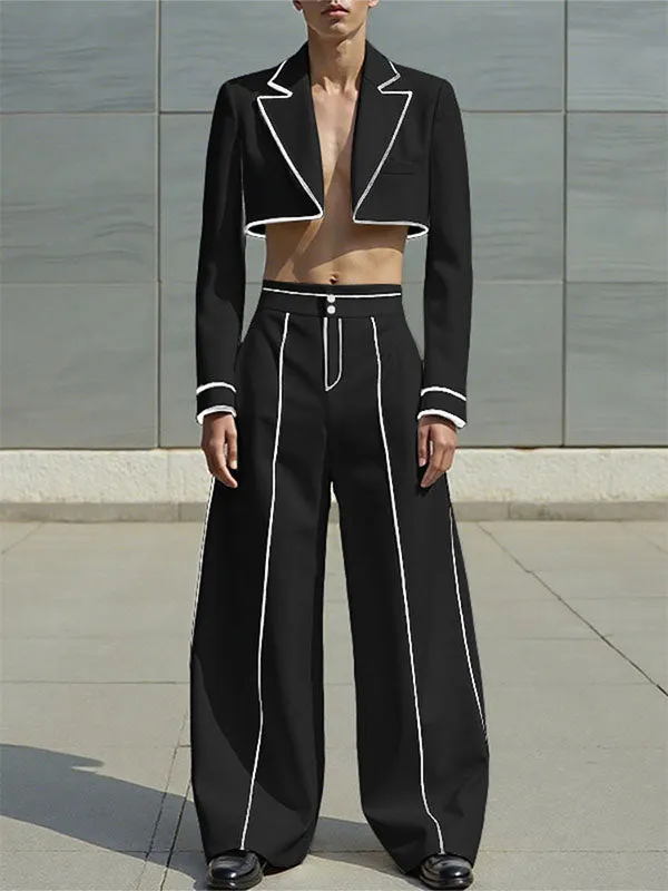 Men's Colorblock Piped Cropped Casual Two Pieces Outfit SKUL24201 sold by Incerunmen