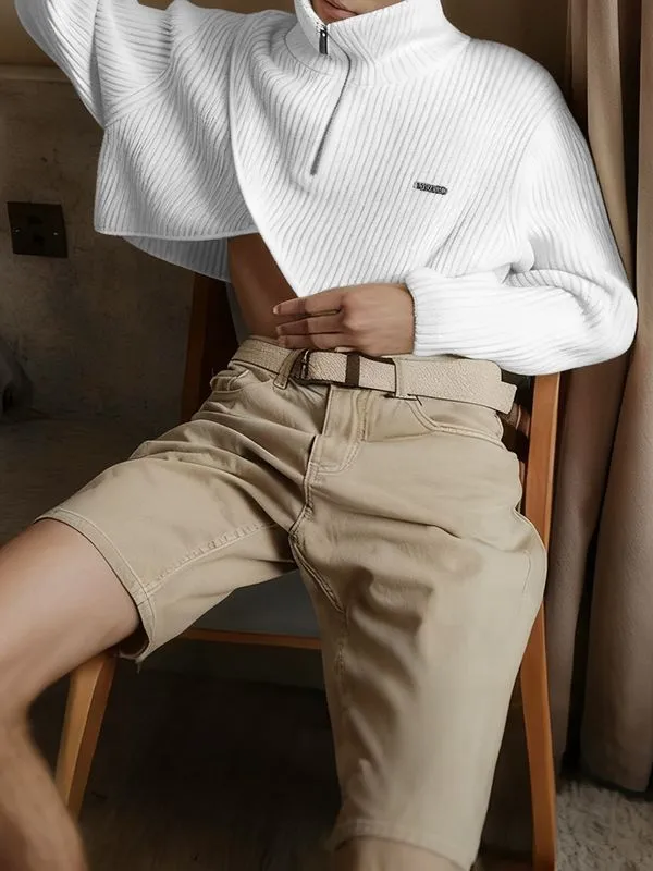 Men's Deconstructed Textured Zip Long Sleeve Sweater SKUL37682 sold by Incerunmen