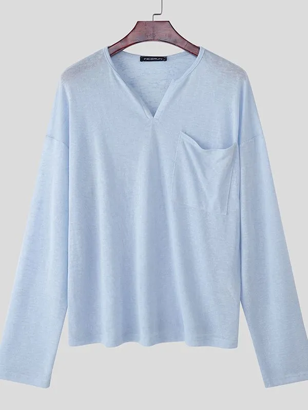 Men's Solid Color Sheer Long Sleeve T-Shirt SKUL40234 sold by Incerunmen product image thumbnail 4