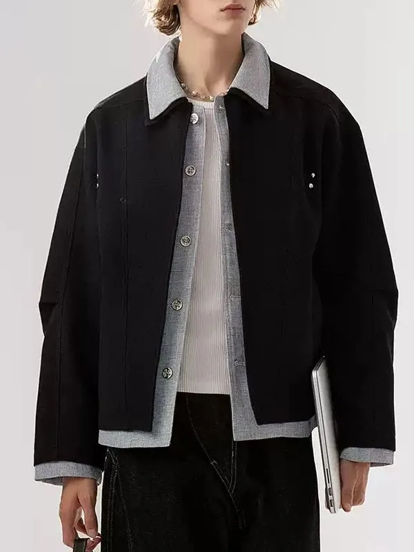 Men's Fake Two Piece Color Block Long Sleeve Jacket SKUL36468 sold by Incerunmen