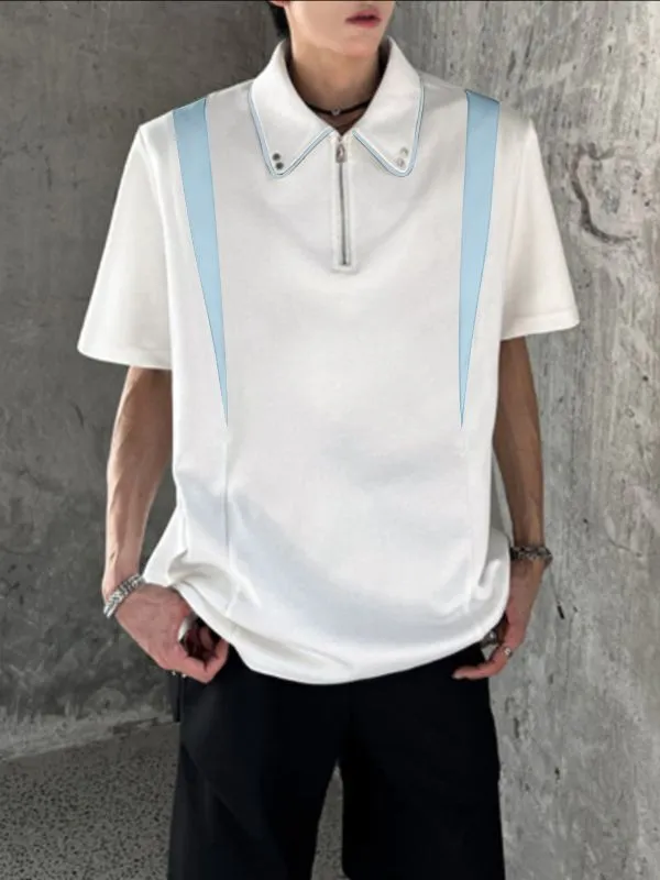 Men's Color Block Zip Lapel Shirt SKUL37556 sold by Incerunmen