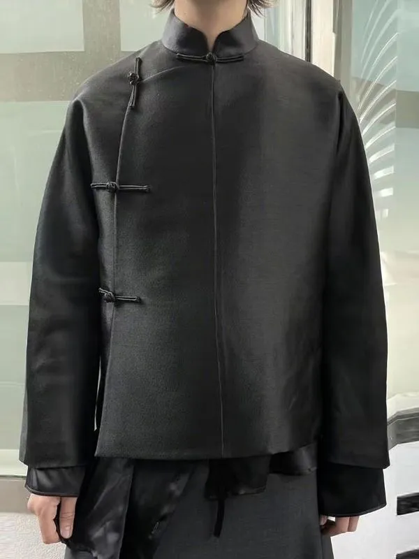 Men's Solid Color Frog Button Long Sleeve Shirt SKUL40230 sold by Incerunmen