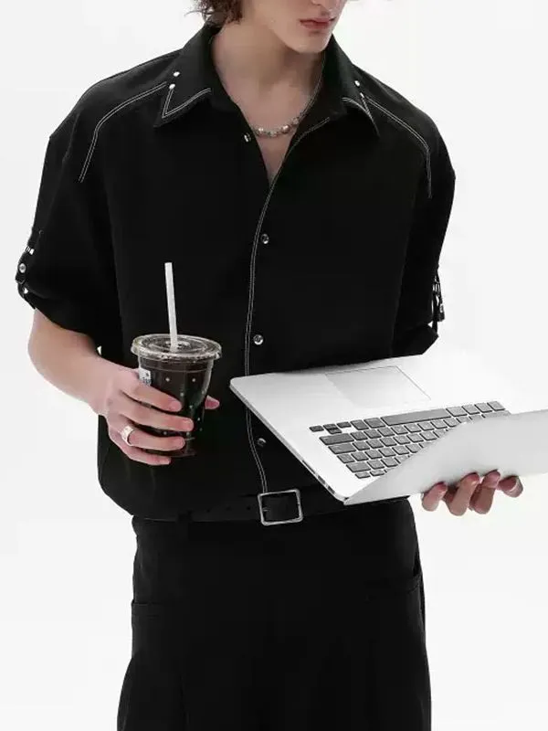 Men's Color Block Stitch Short Sleeve Shirt SKUL36633 sold by Incerunmen