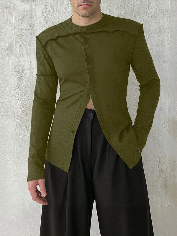 Men's Deconstructed Placket Button Long Sleeve T-Shirt SKUL37700 sold by Incerunmen product image thumbnail 2