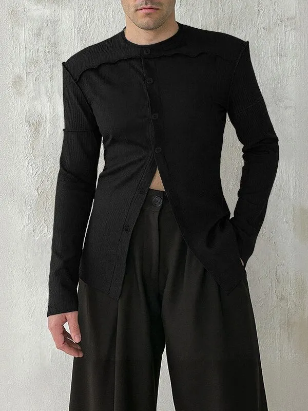 Men's Deconstructed Placket Button Long Sleeve T-Shirt SKUL37700 sold by Incerunmen