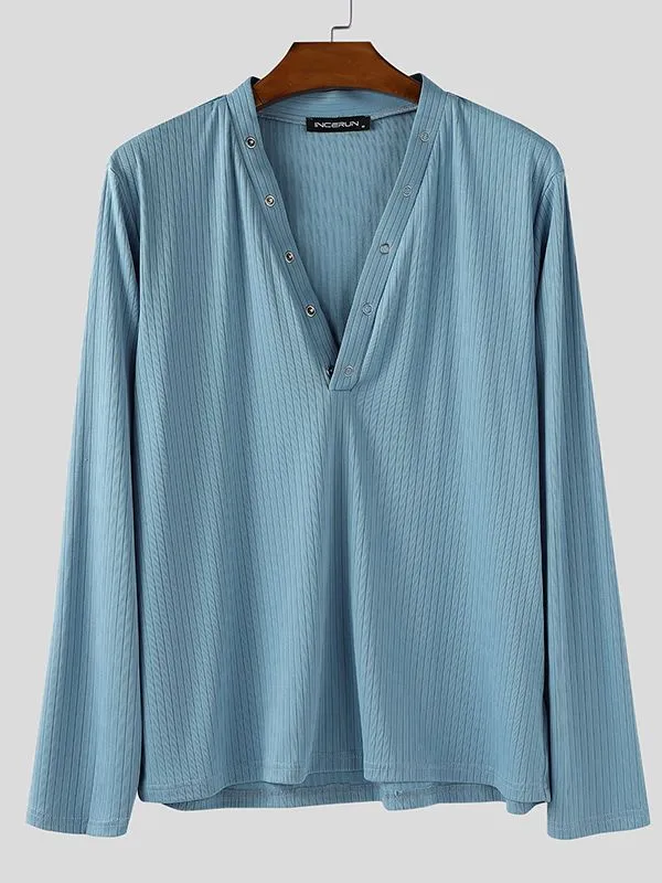 Men's Solid Color Textured Long Sleeve T-Shirt SKUL37696 sold by Incerunmen product image thumbnail 4