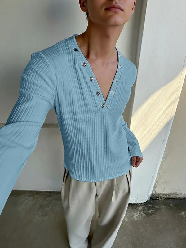 Men's Solid Color Textured Long Sleeve T-Shirt SKUL37696 sold by Incerunmen product image thumbnail 3