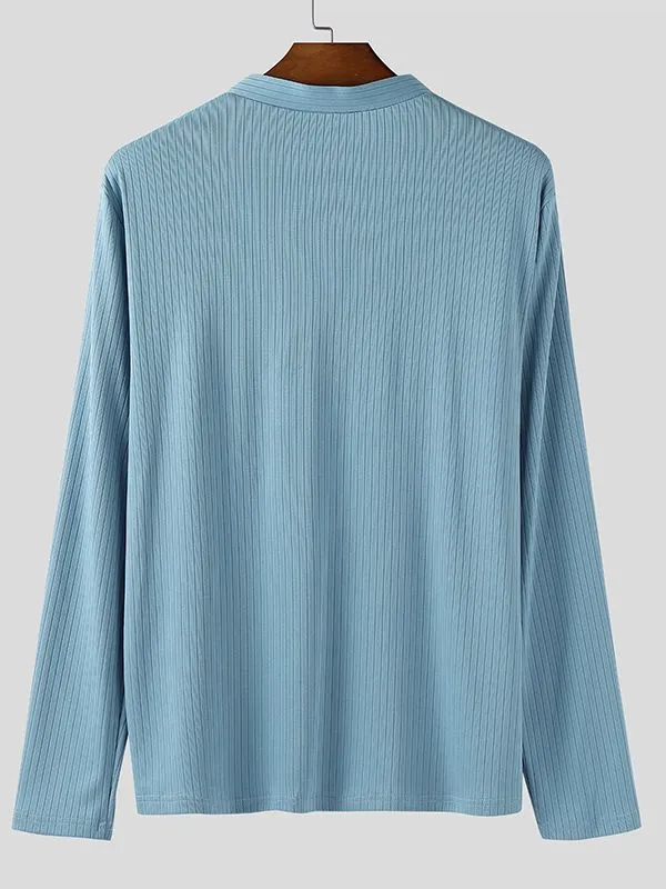 Men's Solid Color Textured Long Sleeve T-Shirt SKUL37696 sold by Incerunmen product image thumbnail 5