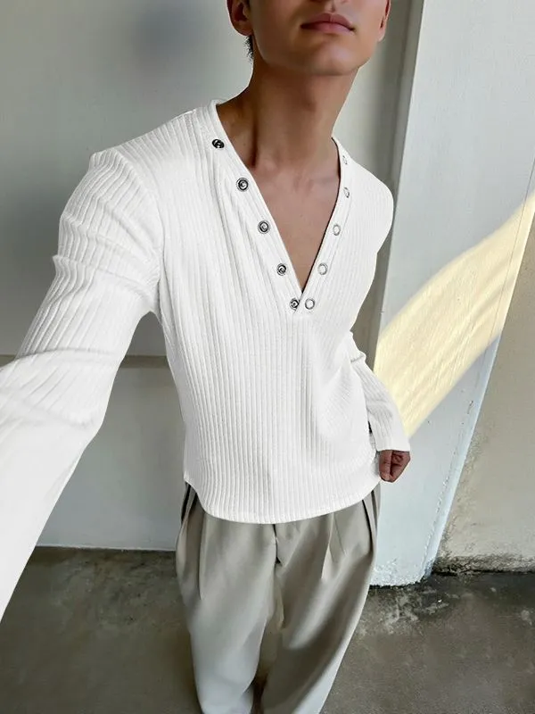 Men's Solid Color Textured Long Sleeve T-Shirt SKUL37696 sold by Incerunmen product image thumbnail 2