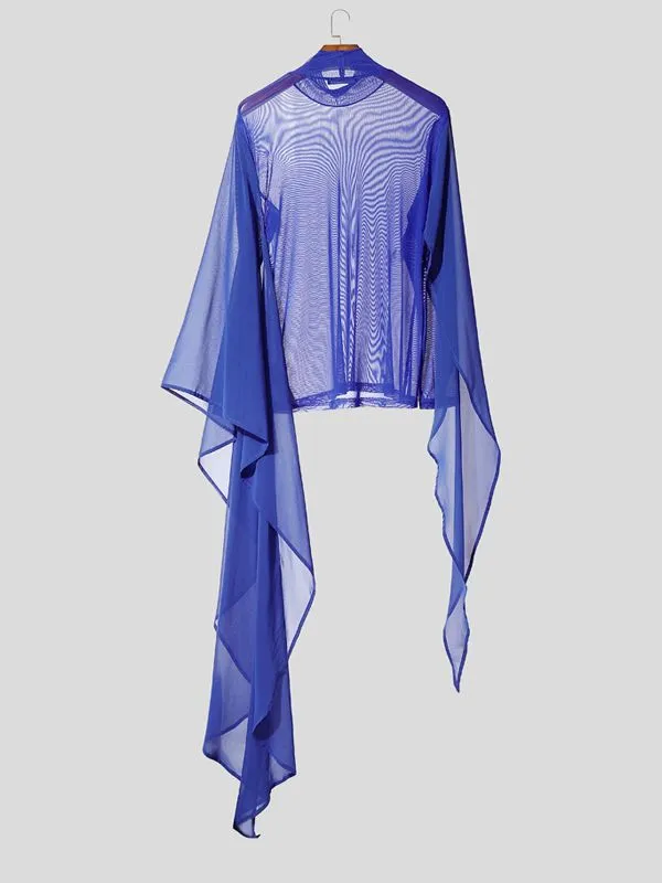 Men's Deconstructed Sheer Mesh Patchwork Long Sleeve T-Shirt SKUL37667 sold by Incerunmen product image thumbnail 5