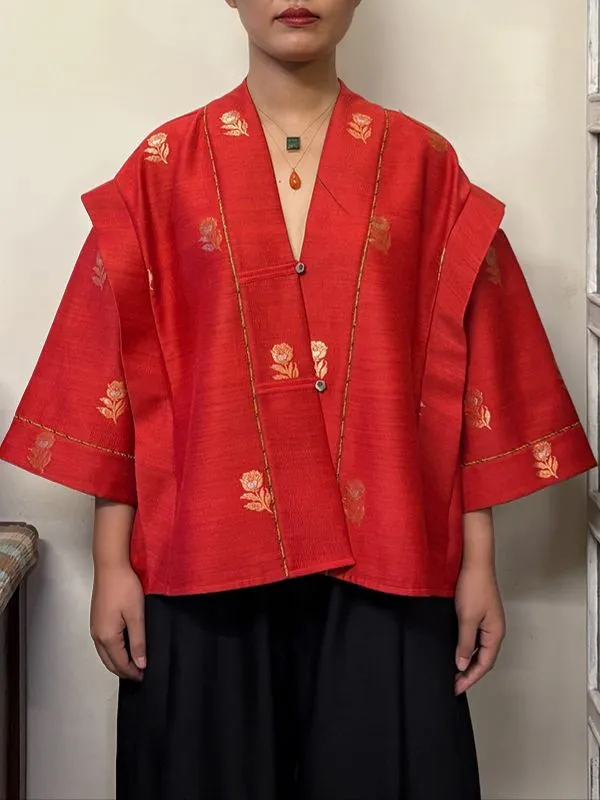 Men's Deconstructed Rose Print Half Sleeve Cardigan SKUL36314 sold by Incerunmen product image thumbnail 3
