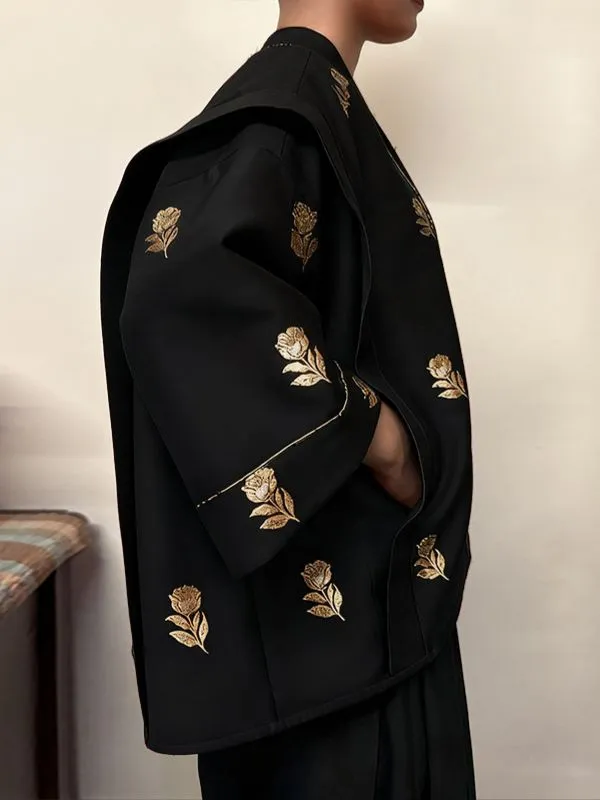 Men's Deconstructed Rose Print Half Sleeve Cardigan SKUL36314 sold by Incerunmen product image thumbnail 2