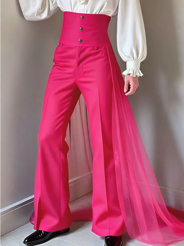 Men's Deconstructed Chiffon Flap Patchwork Straight Pant SKUL37670 sold by Incerunmen product image thumbnail 2