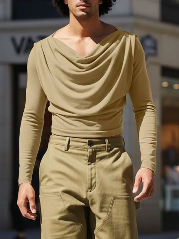 Men's Solid Color Slouchy Neck Long Sleeve T-Shirt SKUL36362 sold by Incerunmen