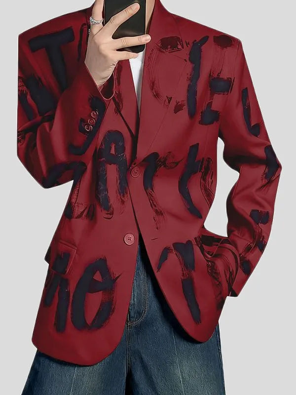 Men's Letter Print Long Sleeve Blazer SKUL37516 sold by Incerunmen