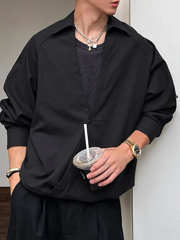 Men's Solid Color Button V Neck Long Sleeve Shirt SKUL41395 sold by Incerunmen product image thumbnail 2