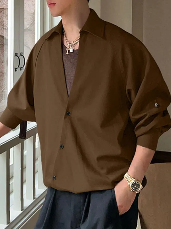 Men's Solid Color Button V Neck Long Sleeve Shirt SKUL41395 sold by Incerunmen product image thumbnail 3