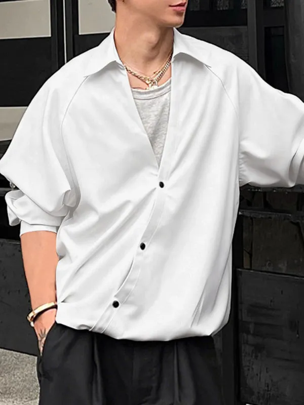 Men's Solid Color Button V Neck Long Sleeve Shirt SKUL41395 sold by Incerunmen