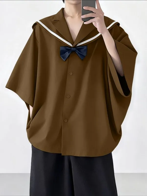 Men's Bow Patchwork Sailor Collar Casual Shirt SKUL41389 sold by Incerunmen product image thumbnail 3