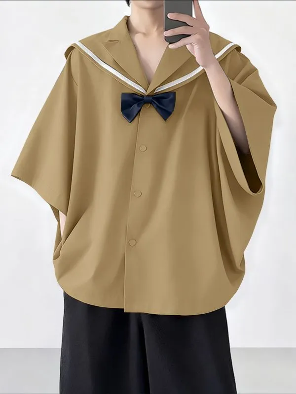 Men's Bow Patchwork Sailor Collar Casual Shirt SKUL41389 sold by Incerunmen product image thumbnail 2