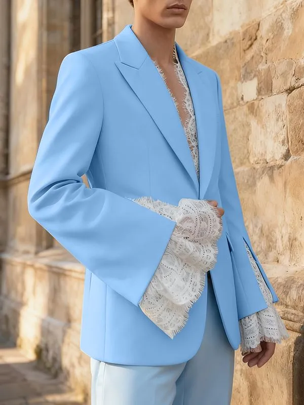 Men's Sheer Lace Patchwork Casual Blazer SKUL40304 sold by Incerunmen product image thumbnail 3