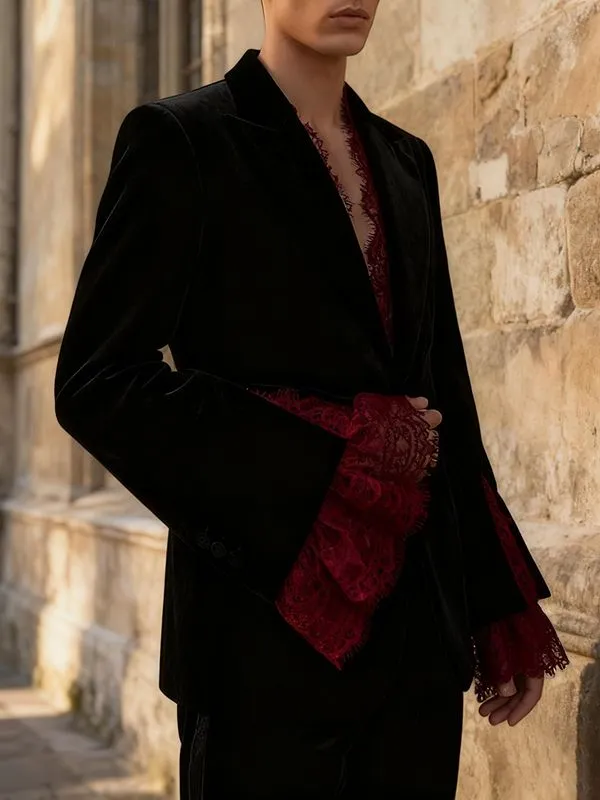 Men's Sheer Lace Patchwork Casual Blazer SKUL40304 sold by Incerunmen