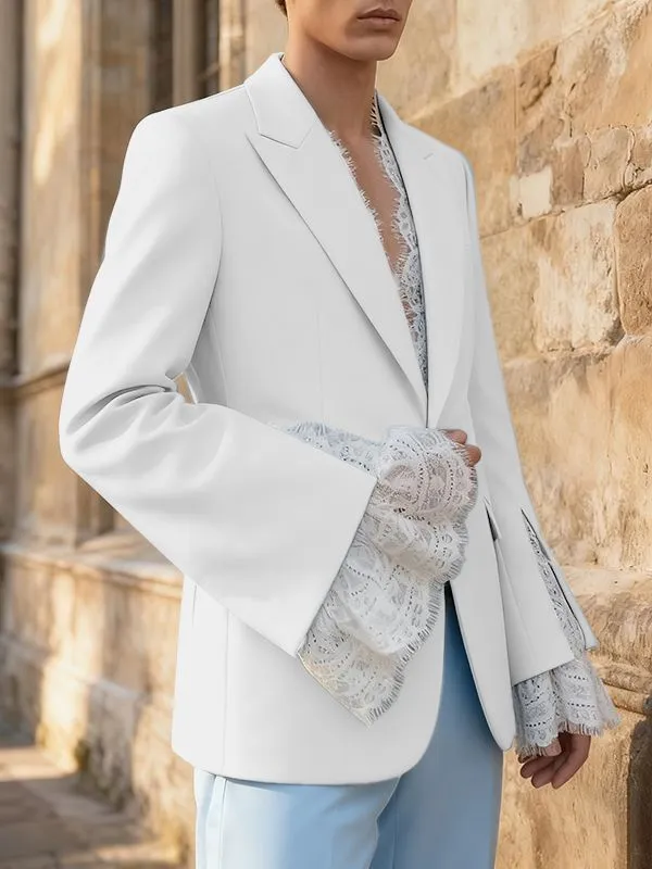 Men's Sheer Lace Patchwork Casual Blazer SKUL40304 sold by Incerunmen product image thumbnail 2