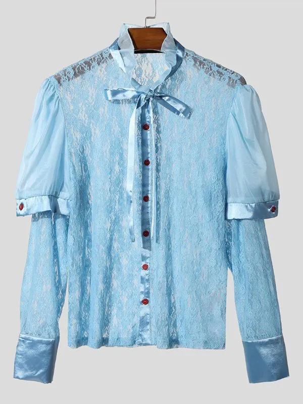 Men's Sheer Lace Puff Sleeve Shirt SKUL39007 sold by Incerunmen product image thumbnail 4