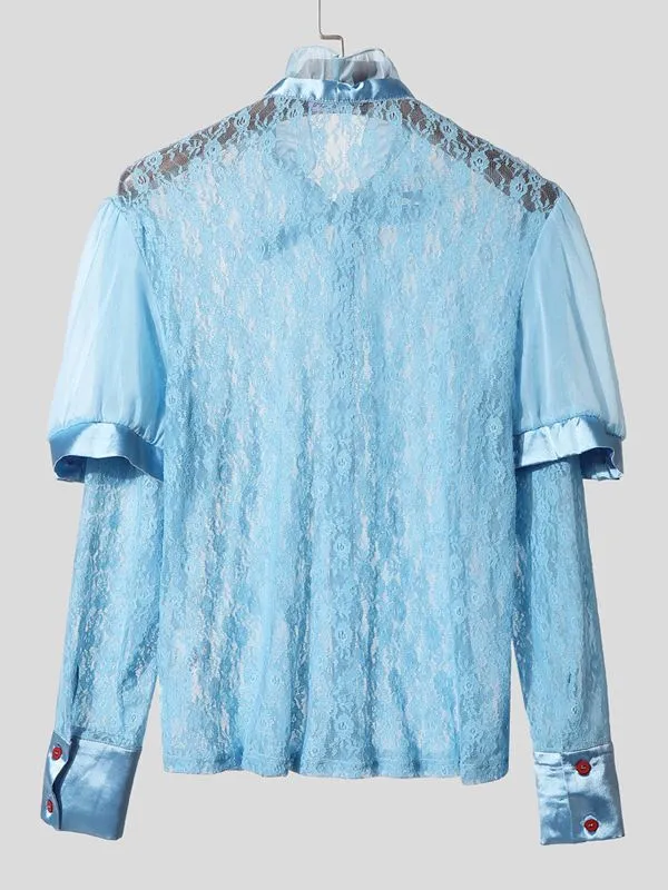 Men's Sheer Lace Puff Sleeve Shirt SKUL39007 sold by Incerunmen product image thumbnail 5
