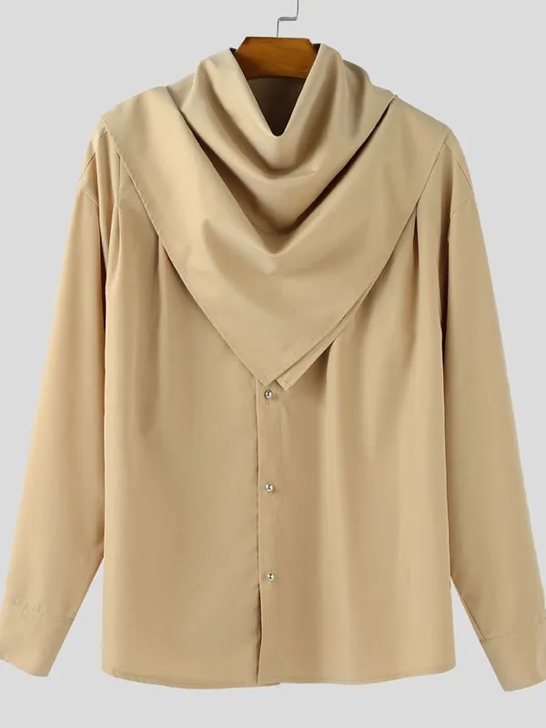 Men's Solid Color Bandana Collar Long Sleeve Shirt SKUL41266 sold by Incerunmen product image thumbnail 4