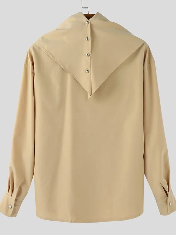 Men's Solid Color Bandana Collar Long Sleeve Shirt SKUL41266 sold by Incerunmen product image thumbnail 5