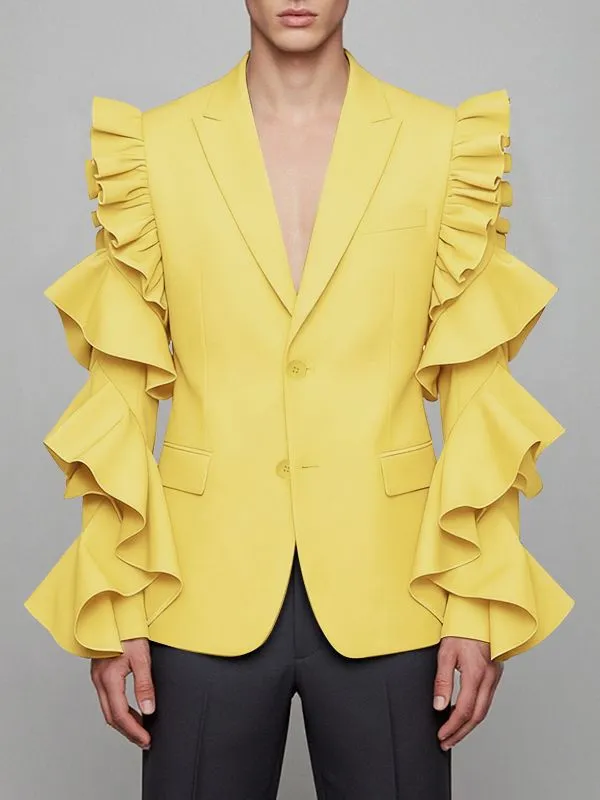 Men's Solid Color Ruffle Patchwork Casual Blazer SKUL40288 sold by Incerunmen product image thumbnail 3