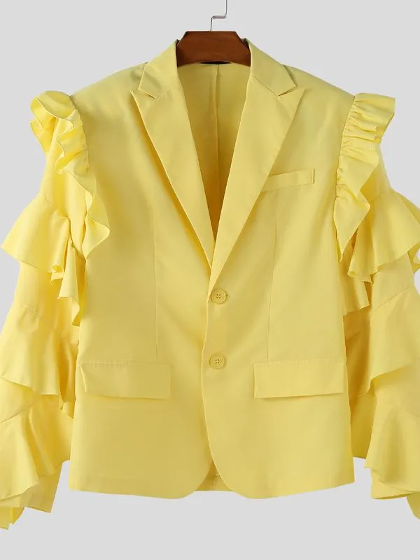 Men's Solid Color Ruffle Patchwork Casual Blazer SKUL40288 sold by Incerunmen product image thumbnail 4
