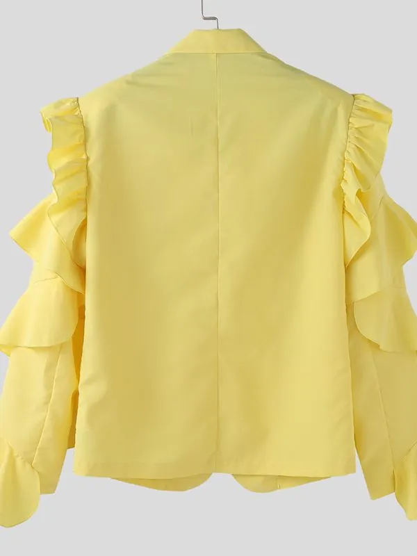 Men's Solid Color Ruffle Patchwork Casual Blazer SKUL40288 sold by Incerunmen product image thumbnail 5