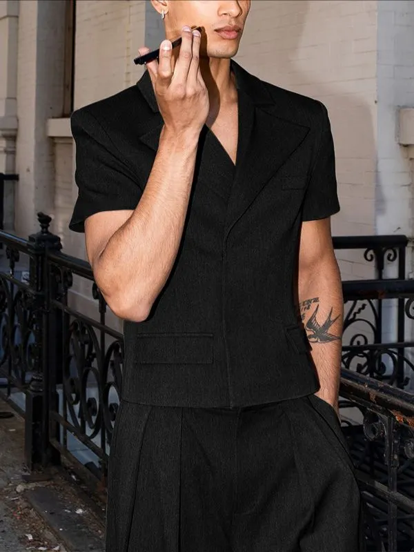 Men's Solid Color Short Sleeve Casual Blazer SKUL42247 sold by Incerunmen