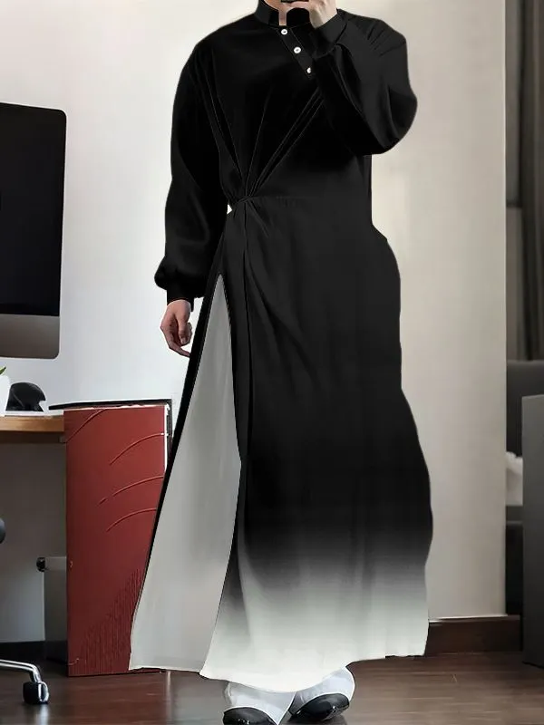 Men's Gradient Long Hem Stand Collar Shirt SKUL40228 sold by Incerunmen