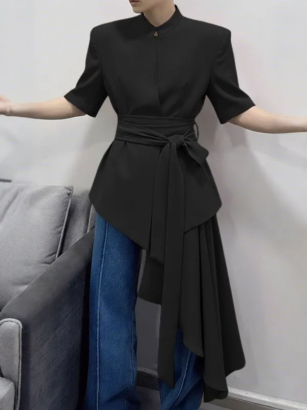 Men's Deconstructed Irregular Hem Waist Cinched Blazer SKUL41367 made by Incerunmen