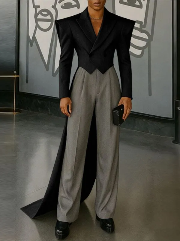 Men's Deconstructed Wide Shoulder Tail Casual Blazer SKUL41340 sold by Incerunmen