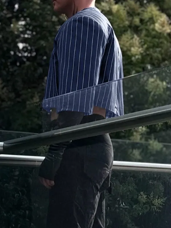 Men's Back Zipper Striped Cropped Shirt SKUL41259 sold by Incerunmen product image thumbnail 2