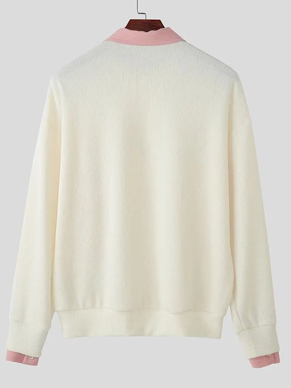 Men's Solid Color Striped Turn Down Collar Long Sleeve Shirt SKUL43649 sold by Incerunmen product image thumbnail 5