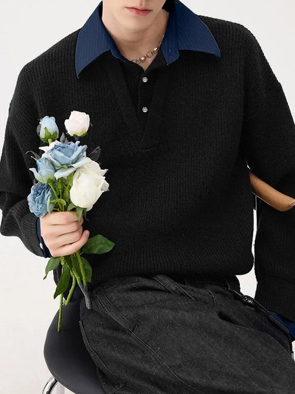 Men's Solid Color Striped Turn Down Collar Long Sleeve Shirt SKUL43649 sold by Incerunmen