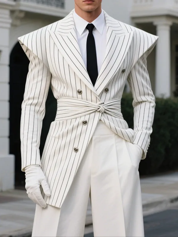Men's Padded Stripe Casual Long Sleeve Blazer SKUL32753 made by Incerunmen